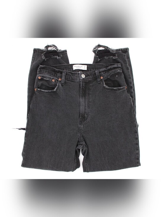Abercrombie & Fitch Denim - Ultra High Rise Ankle Straight Distressed Black Jeans Size 28 (5/6)